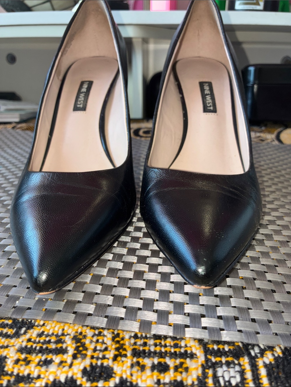 Nine West Black Pointed Toe Leather Pumps - Picture 2 of 6